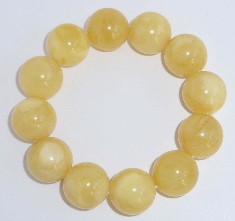Bernstein Perlenarmband Bernsteinarmband große Perle gelb weiß Gummizug