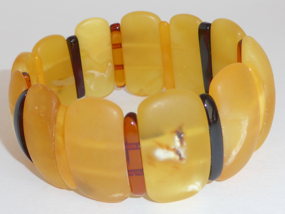 Prachtvolles honig farbenes Bernstein Armband mit Gummizug