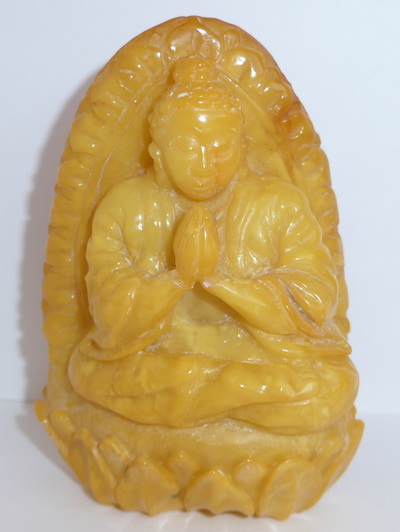 gro�e Bernstein Buddha Figur butterscotch Butterbernstein