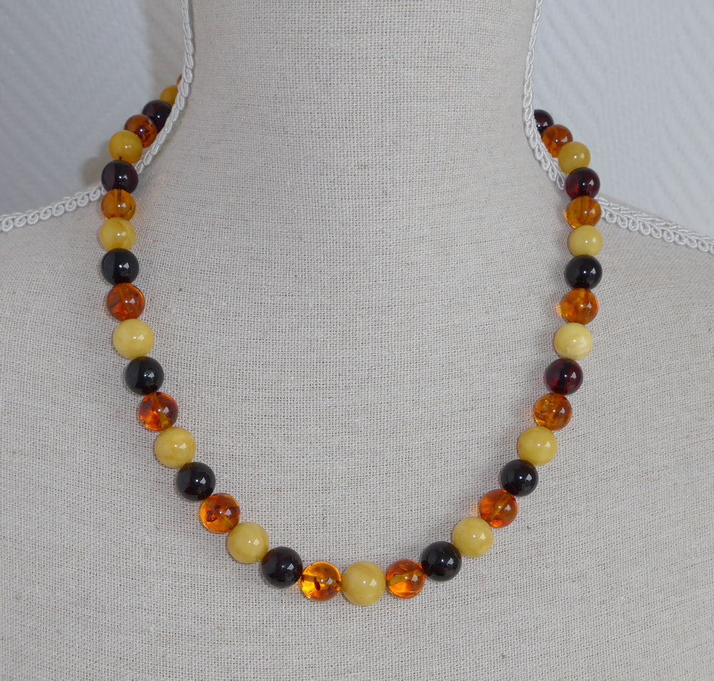 Mehrfarbige echte Bernstein Kette für Damen