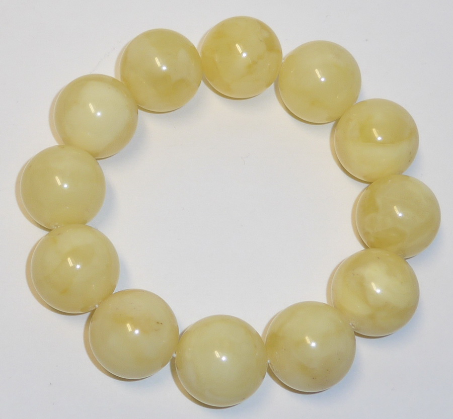 Bernstein Perlenarmband Bernsteinarmband große Perle gelb weiß Gummizug