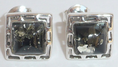 grne quadratische Bernstein Ohrstecker